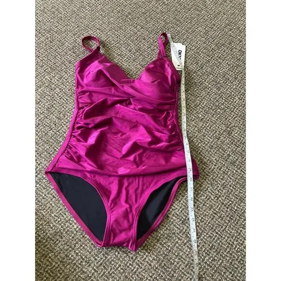 DKNY One Piece Womens Size Medium Swimsuit Padded Pink New With Tags - Picture 4 of 13